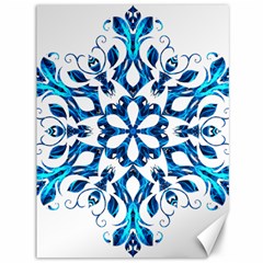 Blue Snowflake On Black Background Canvas 36  X 48   by Nexatart