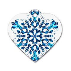 Blue Snowflake On Black Background Dog Tag Heart (two Sides) by Nexatart