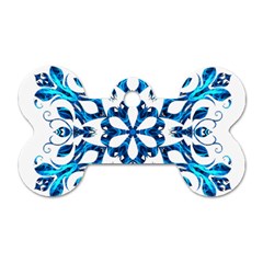 Blue Snowflake On Black Background Dog Tag Bone (two Sides) by Nexatart