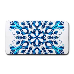 Blue Snowflake On Black Background Medium Bar Mats by Nexatart