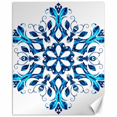 Blue Snowflake On Black Background Canvas 11  X 14   by Nexatart