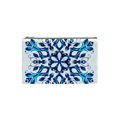 Blue Snowflake On Black Background Cosmetic Bag (small)  by Nexatart