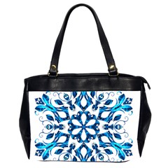 Blue Snowflake On Black Background Office Handbags (2 Sides)  by Nexatart