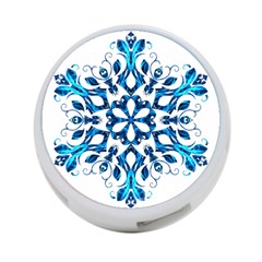 Blue Snowflake On Black Background 4-port Usb Hub (two Sides)  by Nexatart