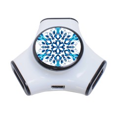 Blue Snowflake On Black Background 3-port Usb Hub by Nexatart