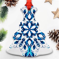 Blue Snowflake On Black Background Ornament (christmas Tree)  by Nexatart