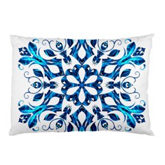 Blue Snowflake On Black Background Pillow Case (two Sides) by Nexatart