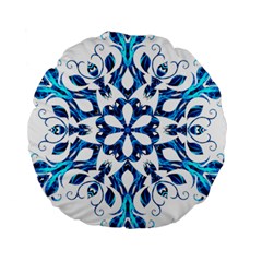 Blue Snowflake On Black Background Standard 15  Premium Round Cushions by Nexatart