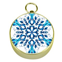 Blue Snowflake On Black Background Gold Compasses by Nexatart