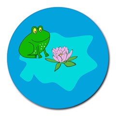 Frog Flower Lilypad Lily Pad Water Round Mousepads by Nexatart