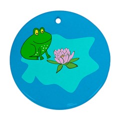 Frog Flower Lilypad Lily Pad Water Ornament (round) by Nexatart