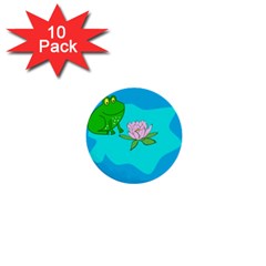 Frog Flower Lilypad Lily Pad Water 1  Mini Buttons (10 Pack)  by Nexatart