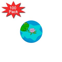 Frog Flower Lilypad Lily Pad Water 1  Mini Buttons (100 Pack)  by Nexatart