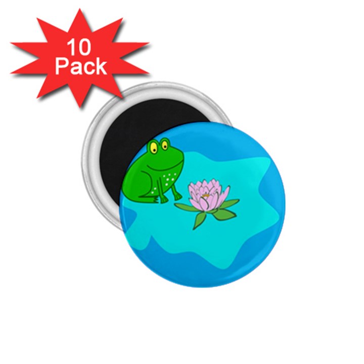 Frog Flower Lilypad Lily Pad Water 1.75  Magnets (10 pack) 