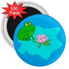 Frog Flower Lilypad Lily Pad Water 3  Magnets (100 Pack) by Nexatart