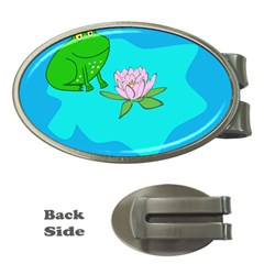 Frog Flower Lilypad Lily Pad Water Money Clips (oval)  by Nexatart