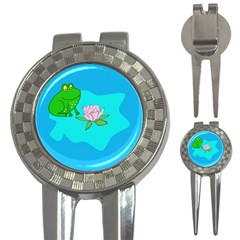 Frog Flower Lilypad Lily Pad Water 3-in-1 Golf Divots by Nexatart