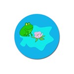 Frog Flower Lilypad Lily Pad Water Magnet 3  (Round) Front