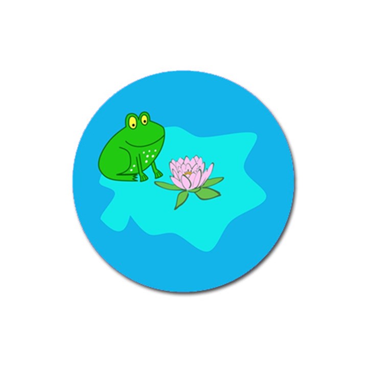 Frog Flower Lilypad Lily Pad Water Magnet 3  (Round)