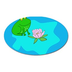 Frog Flower Lilypad Lily Pad Water Oval Magnet by Nexatart