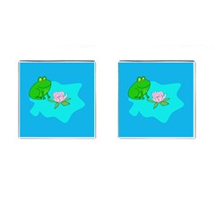 Frog Flower Lilypad Lily Pad Water Cufflinks (square) by Nexatart