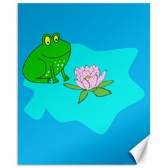 Frog Flower Lilypad Lily Pad Water Canvas 16  X 20   by Nexatart