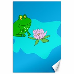 Frog Flower Lilypad Lily Pad Water Canvas 24  X 36  by Nexatart