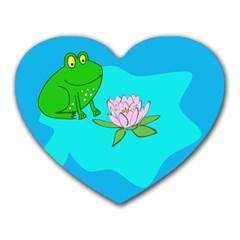 Frog Flower Lilypad Lily Pad Water Heart Mousepads by Nexatart