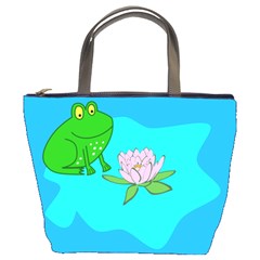 Frog Flower Lilypad Lily Pad Water Bucket Bags by Nexatart