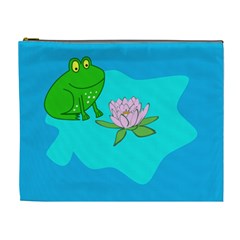 Frog Flower Lilypad Lily Pad Water Cosmetic Bag (xl) by Nexatart