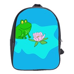 Frog Flower Lilypad Lily Pad Water School Bags(large)  by Nexatart