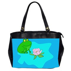 Frog Flower Lilypad Lily Pad Water Office Handbags (2 Sides)  by Nexatart