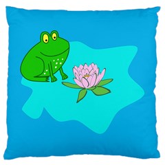 Frog Flower Lilypad Lily Pad Water Large Cushion Case (two Sides) by Nexatart