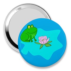 Frog Flower Lilypad Lily Pad Water 3  Handbag Mirrors by Nexatart