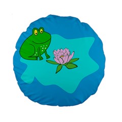 Frog Flower Lilypad Lily Pad Water Standard 15  Premium Round Cushions by Nexatart