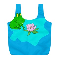 Frog Flower Lilypad Lily Pad Water Full Print Recycle Bags (l)  by Nexatart