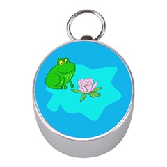 Frog Flower Lilypad Lily Pad Water Mini Silver Compasses by Nexatart