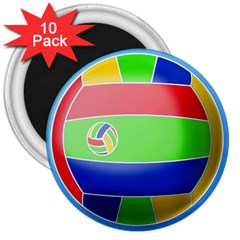 Balloon Volleyball Ball Sport 3  Magnets (10 Pack)  by Nexatart