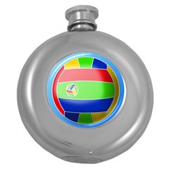 Balloon Volleyball Ball Sport Round Hip Flask (5 Oz) by Nexatart