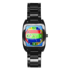 Balloon Volleyball Ball Sport Stainless Steel Barrel Watch by Nexatart