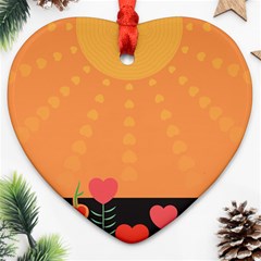 Love Heart Valentine Sun Flowers Ornament (heart) by Nexatart