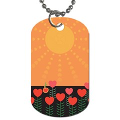 Love Heart Valentine Sun Flowers Dog Tag (one Side) by Nexatart