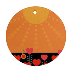 Love Heart Valentine Sun Flowers Round Ornament (two Sides) by Nexatart