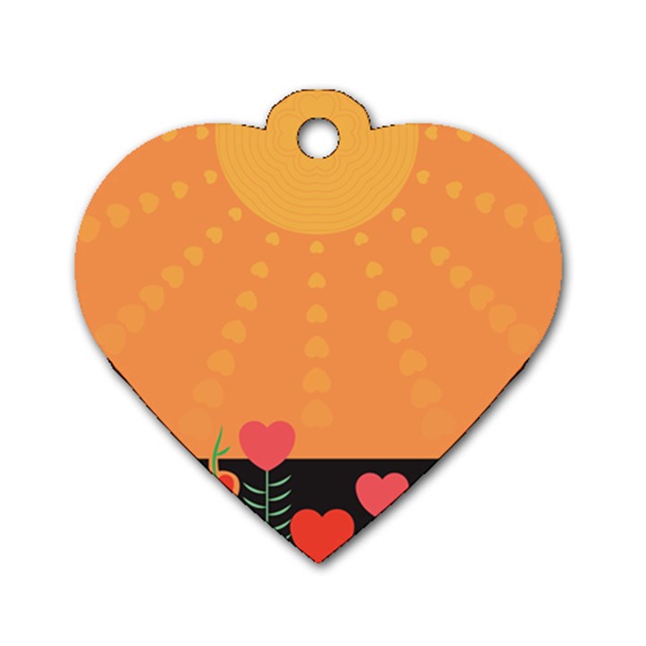 Love Heart Valentine Sun Flowers Dog Tag Heart (One Side)