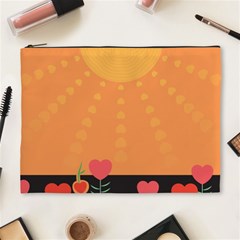 Love Heart Valentine Sun Flowers Cosmetic Bag (xl) by Nexatart