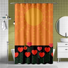 Love Heart Valentine Sun Flowers Shower Curtain 48  X 72  (small)  by Nexatart