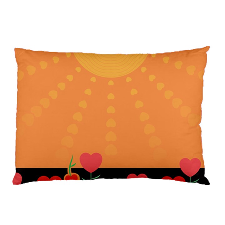 Love Heart Valentine Sun Flowers Pillow Case (Two Sides)