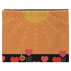 Love Heart Valentine Sun Flowers Cosmetic Bag (xxxl)  by Nexatart