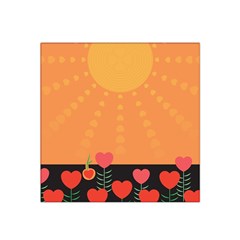 Love Heart Valentine Sun Flowers Satin Bandana Scarf by Nexatart