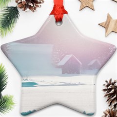 Winter Day Pink Mood Cottages Star Ornament (two Sides) by Nexatart